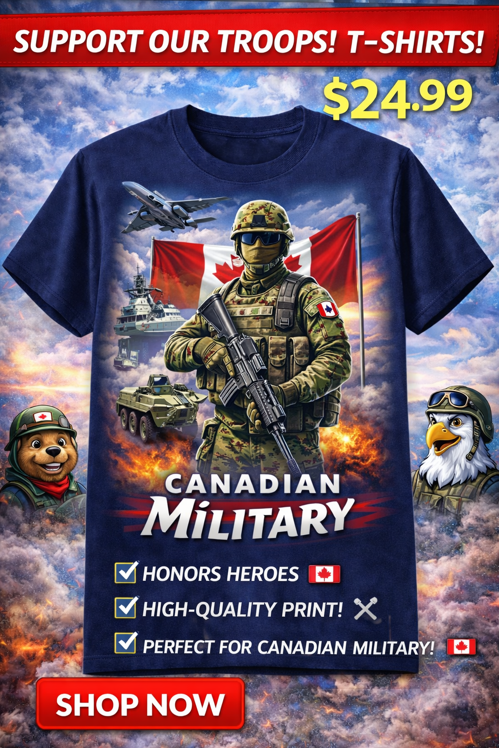 Canadian Military Tribute T-Shirt – Support Our Troops Edition