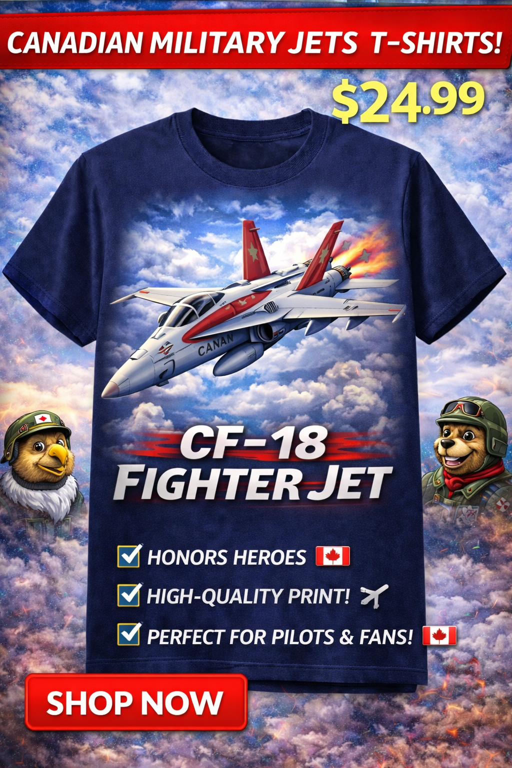 CF-18 Fighter Jet T-Shirt – Canadian Military Aviation Edition